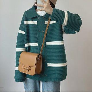 Double Breasted Striped Cardigan