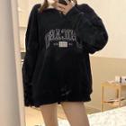 Mock Two-piece Lettering Print Sweatshirt As Shown In Figure - One Size