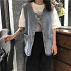 Clasped Denim Jacket Blue - One Size