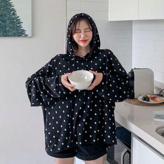 Oversized Sheer Polka-dot Hoodie