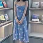 Flower Sleeveless Side-slit Dress