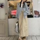 Front-slit Maxi Pencil Skirt / Striped Shirt