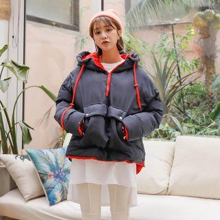 Contrast-trim Hooded Padded Top