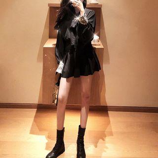Sequined Tie Waist Shirt As Shown In Figure - One Size