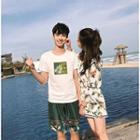 Couple Matching Floral Print 3/4 Sleeve Dress / Short Sleeve T-shirt / Printed Shorts