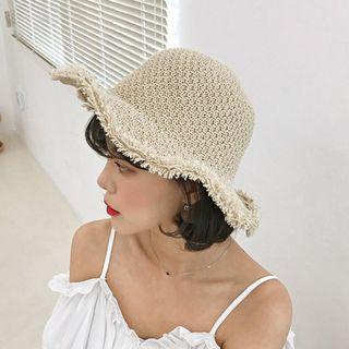 Fringed-edge Woven Sun Hat