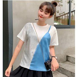 Mock Two-piece Short-sleeve Paneled T-shirt