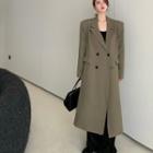 Double-breasted Midi Coat Green - One Size