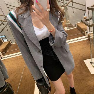 Long-sleeve Striped Blazer Gray - One Size