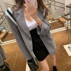 Long-sleeve Striped Blazer Gray - One Size