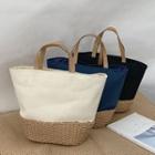 Woven Panel Canvas Tote Bag