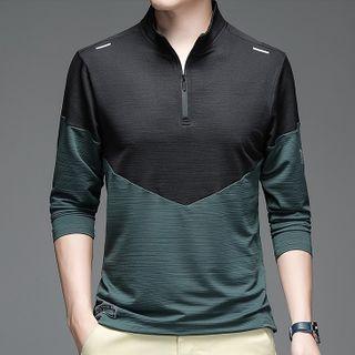 Long-sleeve Half-zip Print Sports T-shirt