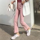 Colored Fringe-hem Boot-cut Pants