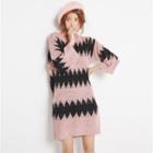 Argyle Pattern Sweater Dress