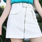 Zip Front Mini Denim Skirt