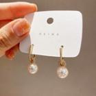 Faux Pearl Rhinestone Dangle Earring 1 Pair - Detachable - Off-white & Gold - One Size