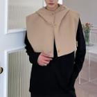 Plain Single Breasted Hooded Crop Vest Khaki - One Size