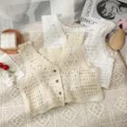 Open-knit Button-up Vest
