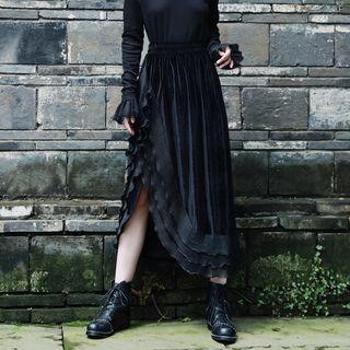 Asymmetrical Velvet Midi A-line Dress