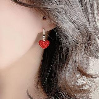 Heart Rhinestone 925 Sterling Silver Drop Earring