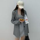 Plain Camisole Top / Drawstring Knit Skirt / Long Sleeve Plain Blazer