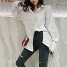 Long-sleeved Blouse White - One Size