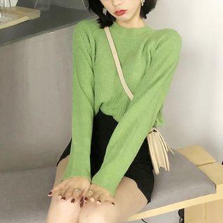 Crew-neck Sweater / High Waist A-line Skort