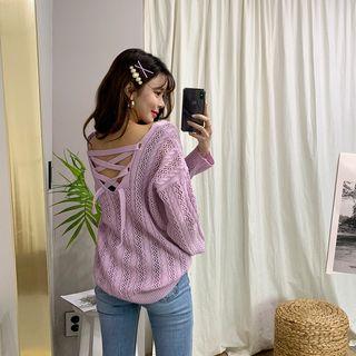 Tie-back Pointelle-knit Top