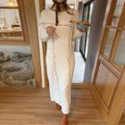 Ruffle Trim Midi Knit Dress White - One Size