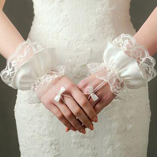 Lace Bow Fingerless Gloves