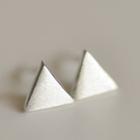 925 Sterling Silver Triangle Stud Earring 1 Pair - Silver - One Size
