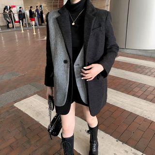 Patchwork Mock Two-piece Wool Blazer As Shown In Figure - One Size