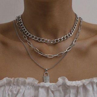 Lock Chain Necklace Nl132 - One Size