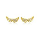 Sterling Silver Plated Gold Fashion Bright Wings Cubic Zirconia Stud Earrings Golden - One Size