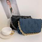 Denim / Faux-leather Chain Bag