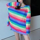 Striped Oversize Long-sleeve T-shirt Stripes - Multicolor - One Size