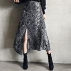 Snakeskin Print A-line Maxi Skirt Gray - One Size