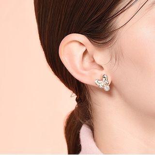 Rhinestone Butterfly Dangle Earring 1 Pair - Rhinestone Butterfly Dangle Earring - One Size