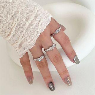 Textured Rhinestone Sterling Silver Ring (various Designs)