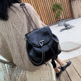 Faux Leather Stitched Flap Backpack