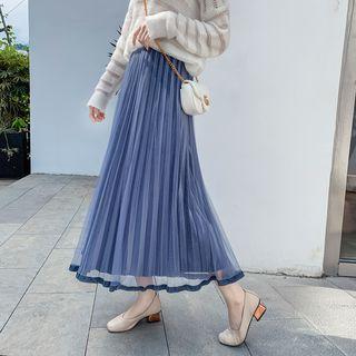 Maxi Accordion Pleat Velvet Skirt