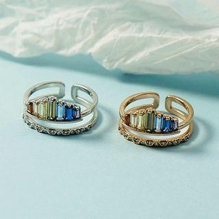 Rhinestone Rainbow Alloy Open Ring