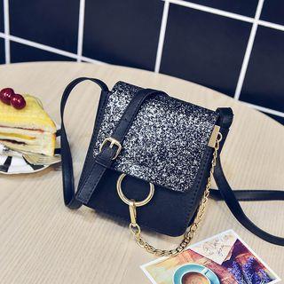 Chain Detail Sequined Crossbody Bag