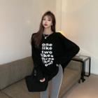 Long-sleeve Lettering Round-neck T-shirt