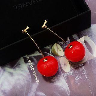 Cherry Drop Earring A17-12 - Red Cherry - Gold - One Size