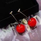 Cherry Drop Earring A17-12 - Red Cherry - Gold - One Size