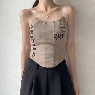 Strapless Lettering Print Camisole Top