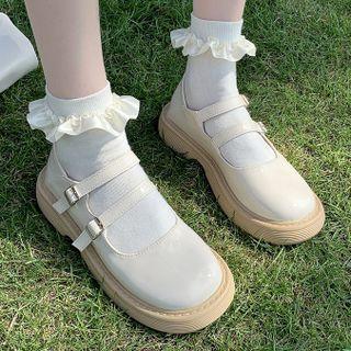 Double-strap Platform Block Heel Mary Jane Shoes