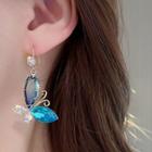 Rhinestone Butterfly Drop Earring 1 Pair - Hook Earring - Blue - One Size