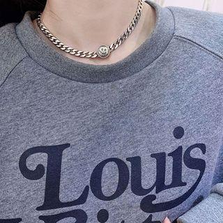 Smiley Pendant Alloy Necklace Xl1213 - Silver - One Size